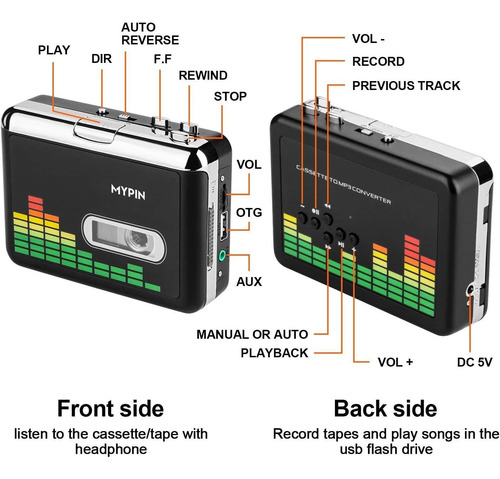 Conversor Mypin, Cassette A Mp3, Portátil, Con Audífonos