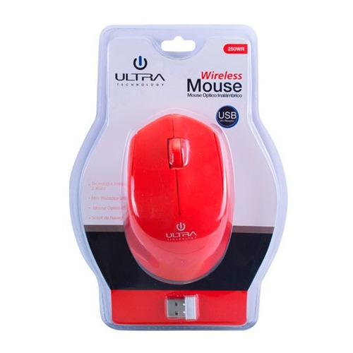 Imagen 1 de 1 de Mouse Optico Inalambrico Ultra 250wr Rojo - Revogames
