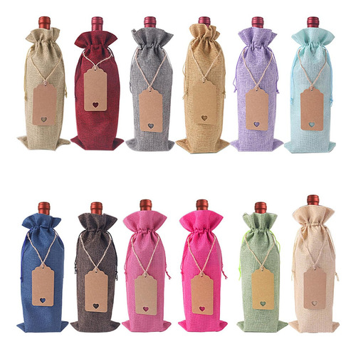 Set 12u Bolsas De Regalos Navidad Para Botellas De Vino