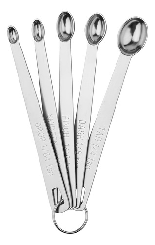 Juego De 5 Cucharas Medidoras De Acero Inoxidable 18/8, Cuch