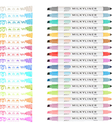 Juego De Resaltadores Pastel, 24 Colores Retro Únicos,...