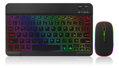 Set De Teclado Y Ratón Inalámbricos Retroiluminados De 10''