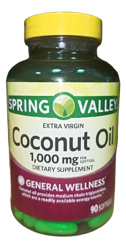 Cápsulas De Aceite De Coco Coconut Oil Spring Valley 1000mg 