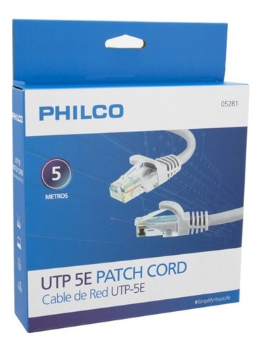 Cable De Red Utp 5e Patch Cord Philco 5mts