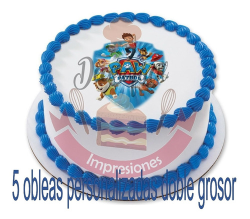 Oblea De Arroz Doble Grosor Para Pastel Personalizada 5 Pzas