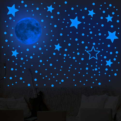 5 Pegatinas De Estrellas Y Con Puntos Que Brillan En La