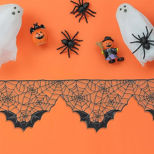 Mantel De Halloween De Encaje Negro Diseño De Telarañ...