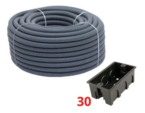Imagem 1 de 7 de Kit 30 Caixinha De Luz 4x2 + 50 Mts Conduíte 3/4 Corrugado