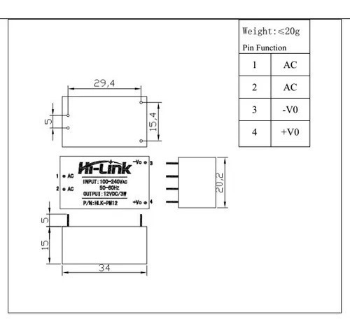Fuente De Voltaje Hi-link Hlk-pm12 Adaptador 12 Voltios 12v