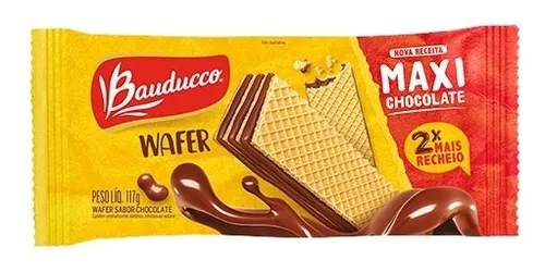 Biscoito Wafer Maxi Chocolate Bauducco 117g