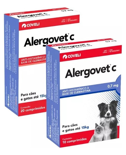 Alergovet C 0,7 Mg Antialérgico Com 20 Comprimidos - Coveli