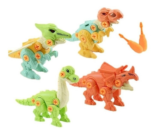 Dinossauro Educativo Monta E Desmonta Kit 04 + Chave Fenda