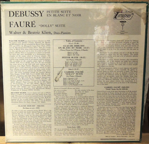 Claude Debussy - Gabriel Fauré - Walter & Beatriz Klien (Usado)