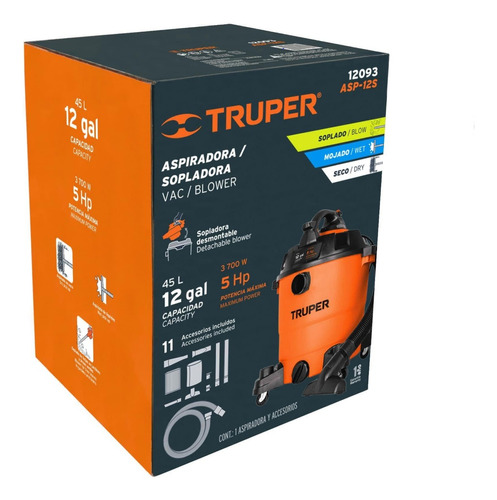 Aspiradora Electrica 6.5hp Truper 12 Gal
