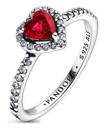 Anillo Pandora De Compromiso Corazón Rojo Ruby Brillante