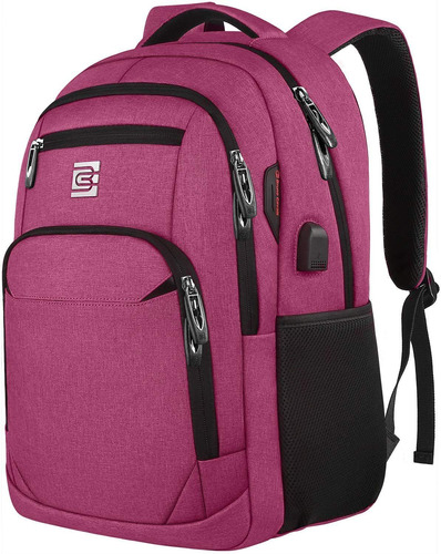 Mochila De Viaje C/puerto Usb Porta Laptop Anti-robo Rosa