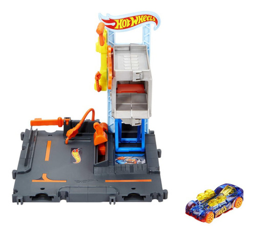 Hot Wheels City Pista de Juguete Taller de Reparaciones compatible con otros sets para niños de 4 años en adelante