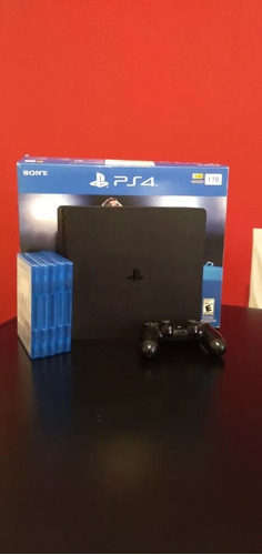 Sony Playstation 4 Slim 1tb Negro Azabache + 5 Juegos