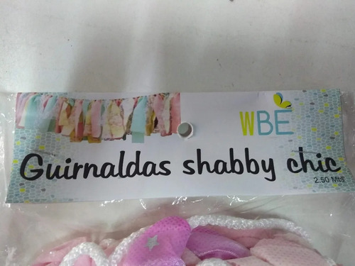 Imagen 2 de 3 de Guirnalda Shabby Chic Flecos Tela Fricelina Cotillon