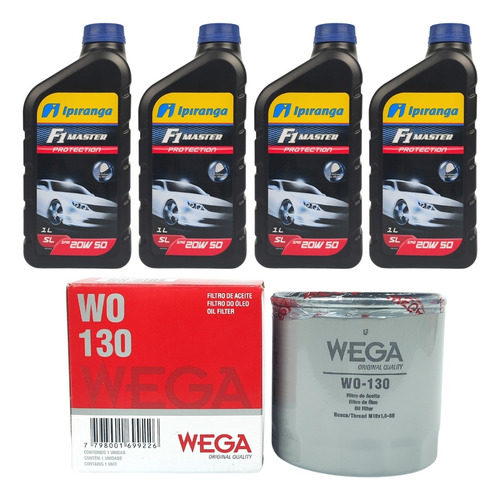 Kit Revisão Troca Oleo Ipiranga 4l 20w50 + Filtro Wo130 Wega