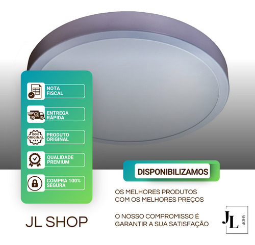 Plafon Painel Redondo Sobrepor 24w Branco Frio 6500k Bivolt