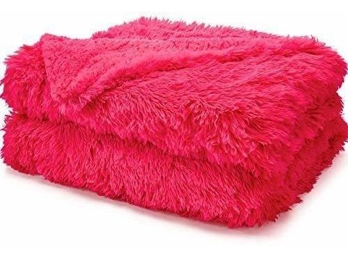 Manta King Size Rosa Calido Esponjosa 275x228cm Sherpa Lujo