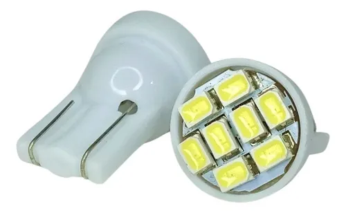 comprar Par De Lâmpadas Pingão De 8 Leds Automotiva 12v T10 Branca