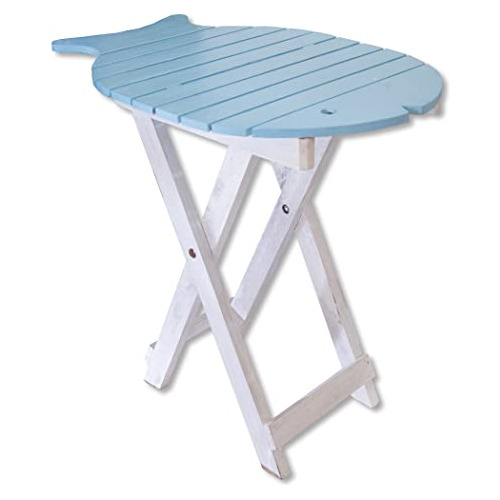 Mesa Plegable De Playa, Color Azul Claro Forma De Pez