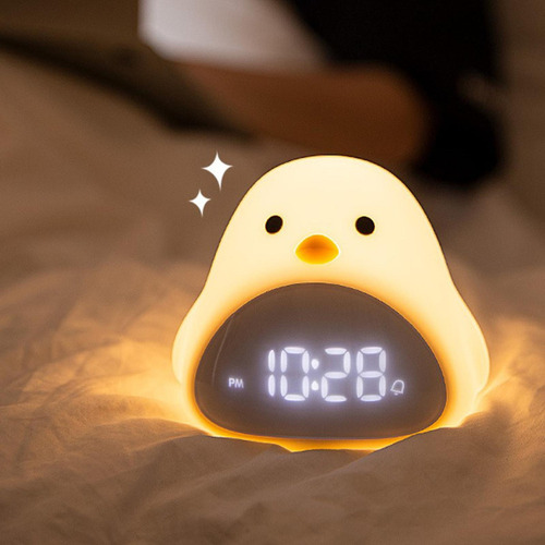 Dibujos Animados Cute Night Light Alarm Time Chick Clock