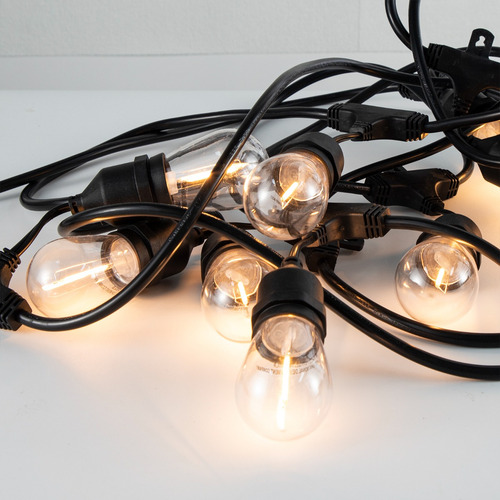 Led Guirnalda De Luces 12+2 Focos Exterior Impermeable 7.5m Luces Blanco