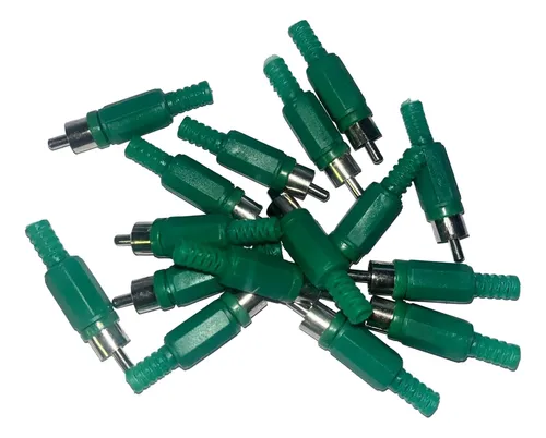 Combo 10 Fichas Rca Macho Plásticas Color Verde
