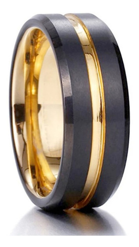 Anel Aliança Dourado Preto Fosco Aço Tungstênio 8mm Garantia