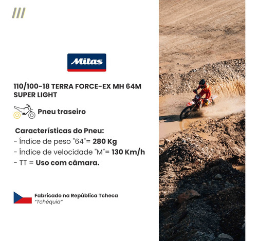 Pneu Mitas 110/100-18 Terra Force-ex Mh 64m Tt Super Light