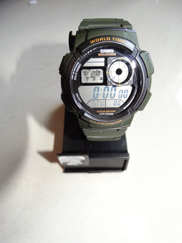 Relógio Masculino Casio Ae1000w-1bwt Resiste 100m Profund. Cor Da Correia Preto Cor Do Bisel Preto Cor Do Fundo Preto
