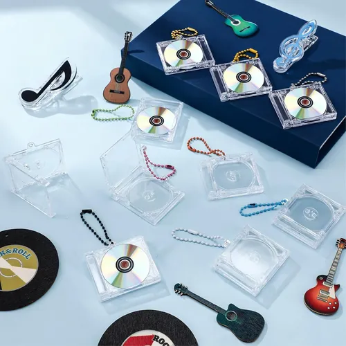 20 Pcs Mini Cd Keychain Album Cases Plastic Cd Cases Clear D