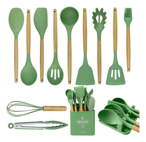 Mykuja Juego De Utensilios De Cocina Verdes Para Cocinar, Re