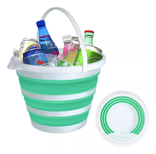 Cubeta Plástico Portátil Plegable De Silicona Extensible 10l