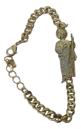 Pulso Esclava San Judas Oro Laminado 18k Circonias Dorado 7 Cm 22 Cm