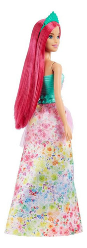 Muñeca Barbie Dreamtopia Cabello Fucsia Y Vestido Estampado Hgr15 Mattel