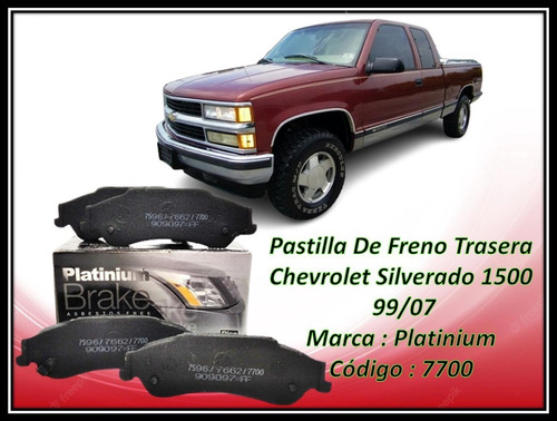 Pastillas De Freno Traseras Chevrolet Silverado 99-07