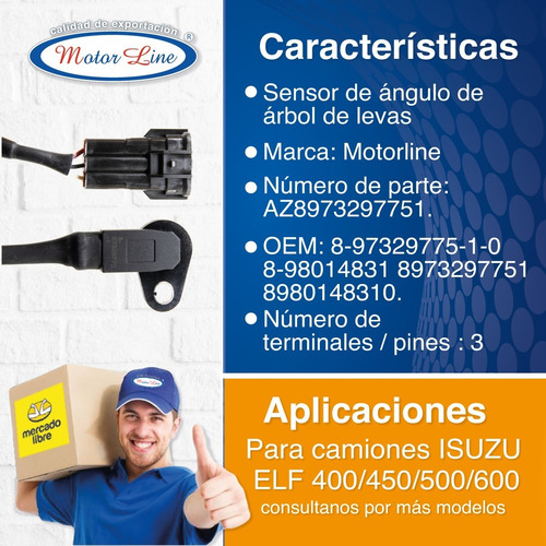 Imagen 2 de 10 de Sensor Presión De Camshaf Elf Az8973297751 Isuzu