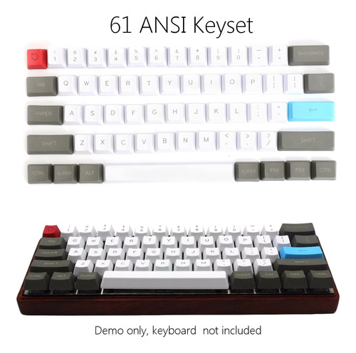 61 Layout De Ansi De Las Teclas Gruesas Del Oem Pbt 60% Domi