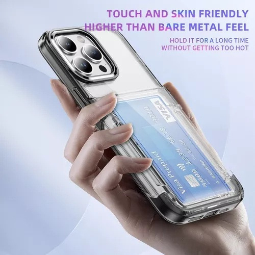 B / Funda Transparente For iPhone Con Tarjetero