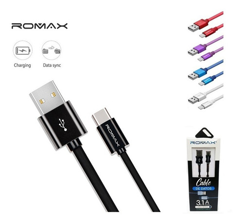 Cable De Carga V8 Romax Usb 1,20m 3.1 A Carga Rápida