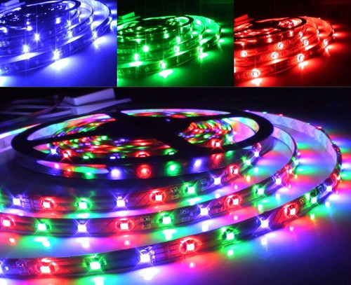 Fita Led Rgb 3528 Rolo 5m 300 Leds Prova D'agua + Controle