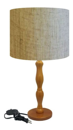 Imagem 1 de 4 de Abajur Base Madeira 60cm Md1065 Cúpula Ø35 Rústica Bege