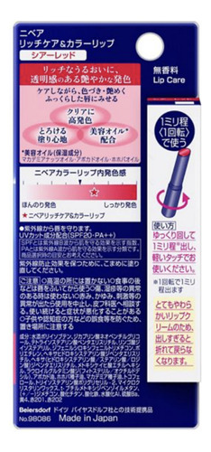Bálsamo Labial Nivea Rich Care&color Spf20+ Sheer Red