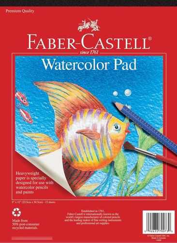 Faber-castell Bloc De Papel De Acuarela - 15 Hojas (9 X 12 .