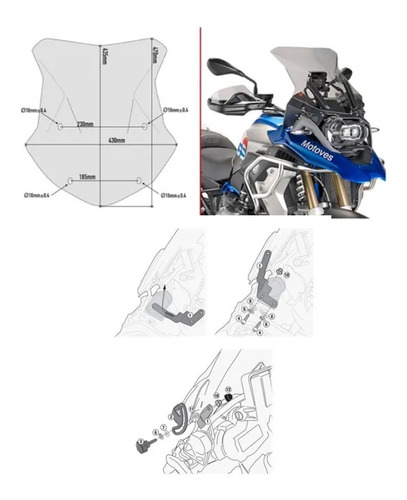 Parabrisas Givi Airflow Bmw 1200 Gs + Kit Montaje Stockrider