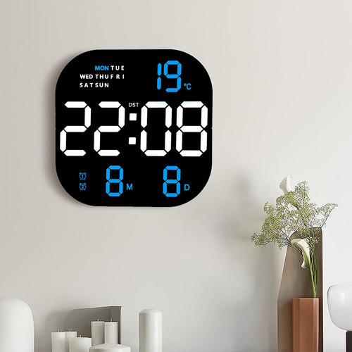 Reloj De Pared Digital Con Día Fecha Pantalla Azul